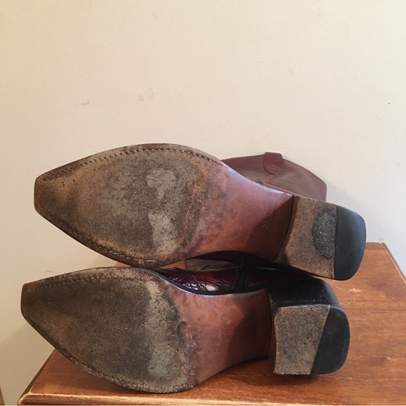 Gianni Barbato Red Leather Western Boots Size 38.5 (US 8 1/2) - Picture 10 of 15